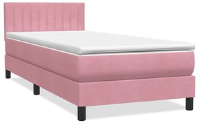 Cama com molas/colchão 80x220 cm veludo rosa