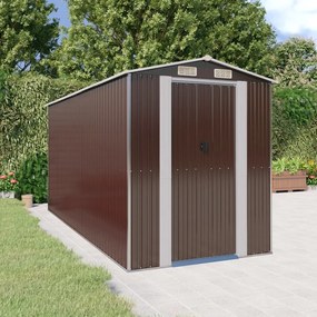 vidaXL Abrigo de jardim 192x440x223 cm aço galvanizado castanho-escuro
