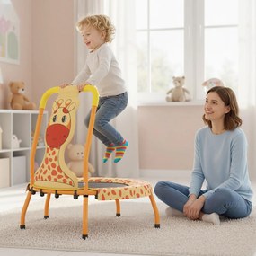 Mini trampolim girafa para crianças com alça acolchoada e capa de segurança em lona sem buracos para uso interno, de 3 a 6 anos Laranja