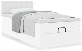 Cama otomana com colchão 90x200 cm couro artificial branco