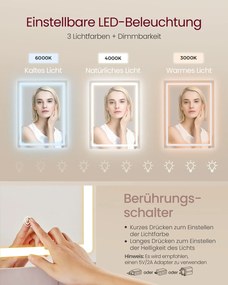 Toucador com espelho LED (BANCO NÃO INCLUIDO) e tomada múltipla 40 x 124,7 x 145 cm Coleção Kailyn branco