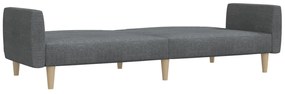 Sofá-cama de 2 lugares tecido cinzento-claro