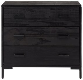 Cómoda 75x35x70 cm pinho maciço preto
