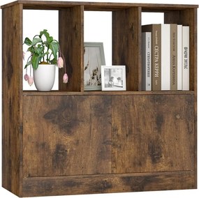 Estante de 3 cubos 70 x 30 x 70 cm com portas de 3 níveis com compartimentos abertos e armário organizador de armazenamento Castanho