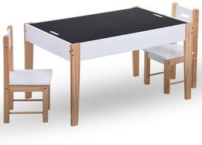 Mesa c/ quadro/arrumação desenho e cadeiras 3 pcs preto/branco