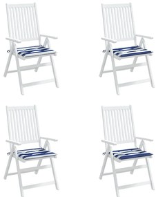 Almofadões p/ cadeira 4pcs 40x40x4 cm tecido riscas azul/branco