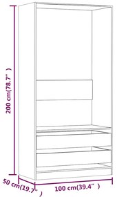 Roupeiro 100x50x200 cm derivados de madeira cinzento sonoma