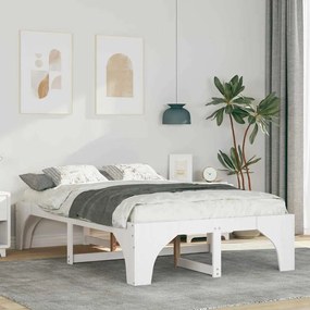 vidaXL Estrutura de cama de chão Branco Madeira de pinho maciça