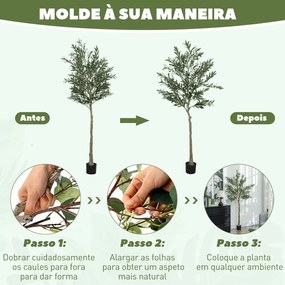 Oliveira Artificial Planta Artificial Decorativa de Interior com 40 Azeitonas Decoração  Ø15x180 cm Verde