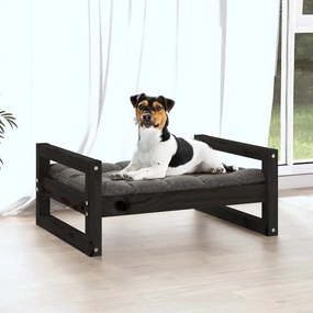 Cama para cães 55,5x45,5x28 cm madeira de pinho maciça preto
