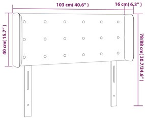 Cabeceira cama c/ luzes LED veludo 103x16x78/88 cm cinza-escuro