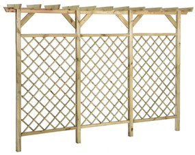 Cerca treliça c/ pérgola no topo 300x50x200 cm pinho impregnado