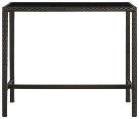 Mesa de bar para jardim 130x60x110 cm vidro e vime PE castanho