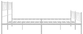 Estrutura de cama com cabeceira e pés 200x200 cm metal branco