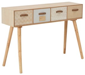 Mesa consola com 4 gavetas 110x30x75 cm madeira de pinho maciça