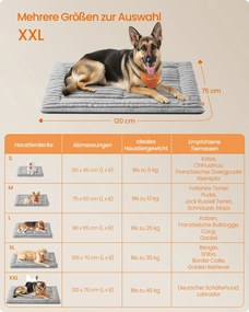 Manta para cães S 120 x 75 cm lavável na máquina cinzenta
