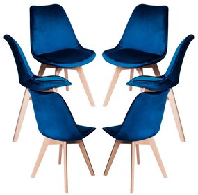 Pack 6 Cadeiras Synk Veludo - Azul médio