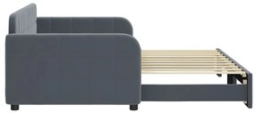 Sofá-cama com gavetão 90x190 cm veludo cinzento-escuro