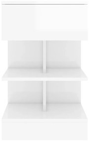 Mesa de cabeceira 40x35x65 cm contraplacado branco brilhante