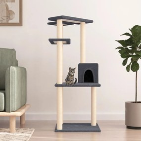 Árvore p/ gatos c/ postes arranhadores sisal 123cm cinza-escuro