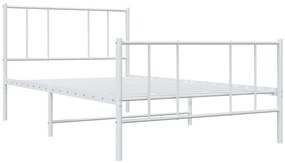 Estrutura de cama com cabeceira e pés 90x190 cm metal branco