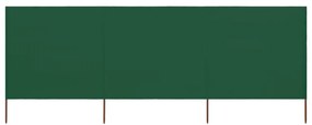 47149 vidaXL Para-vento com 3 painéis em tecido 400x160 cm verde