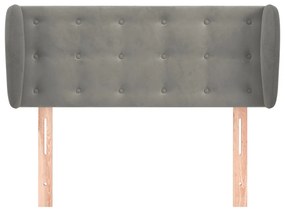Cabeceira de cama c/ abas veludo 93x23x78/88 cm cinzento-claro