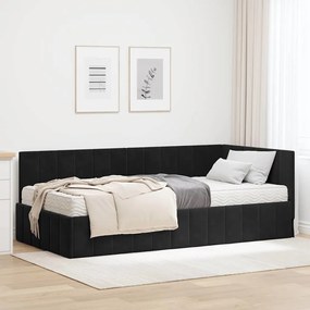 vidaXL Estrutura de Cama de Canto com Colchão 2 pcs Preto Veludo