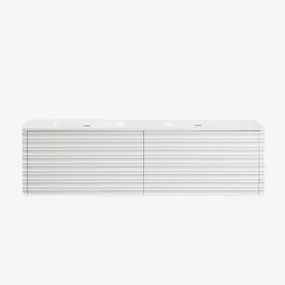 Conjunto De Móvel De Casa De Banho Suspenso 160x50 Cm Em Madeira Com Lavatórios Integrados Noura Branco & Sem Espelho & Sem Torneira - Sklum