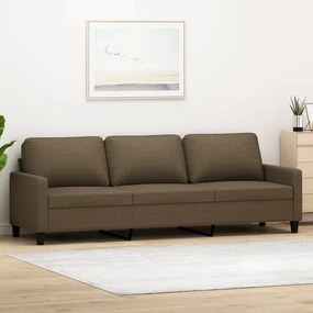 vidaXL Sofá de 3 lugares tecido 210 cm castanho