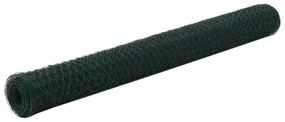 vidaXL Cerca arame galinheiro 25x1,2 m aço c/ revestimento PVC verde