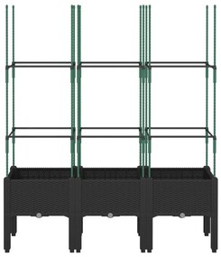 Vaso/floreira de jardim c/ treliça 120x40x142,5 cm PP preto
