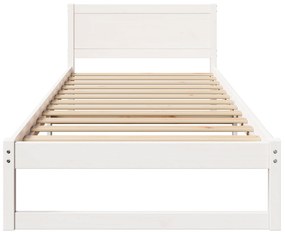 Estrutura de Cama Branca Madeira de Pinho Solteiro Durável