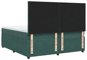 Cama com molas/colchão 200x200 cm veludo verde-escuro