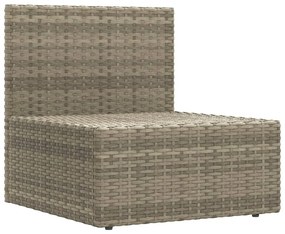 7 pcs conjunto lounge de jardim c/ almofadões vime PE cinzento