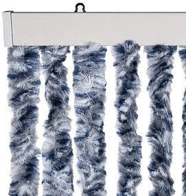 Cortina anti-insetos 100x230 cm chenille azul e branco