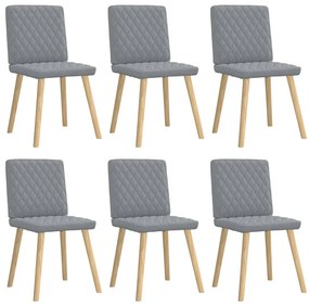 Cadeiras de jantar 6 pcs tecido cinzento-claro