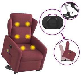 Poltrona elevatória de massagens elétrica tecido vermelho tinto