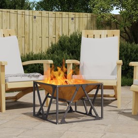 vidaXL Fogo Pit Quadrado 50x50x35 cm Aço Envelhecido