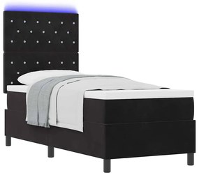 Cama com Estrado vidaXL com Colchão e LED Preto 80x200 cm Veludo