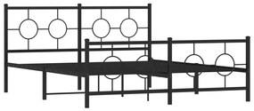 Estrutura de cama com cabeceira e pés 150x200 cm metal preto