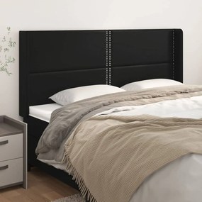 Cabeceira de cama c/ abas couro artif. 163x16x118/128 cm preto