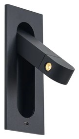 Candeeiro de parede moderno preto com LED e porta USB-C - Hilton