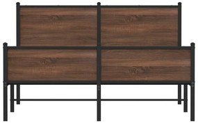 Estrutura de cama sem colchão 140x190cm metal carvalho castanho