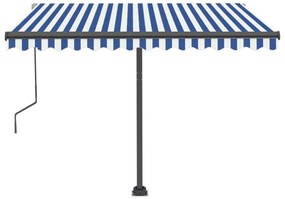Toldo automático LED e sensor de vento 300x250 cm azul e branco
