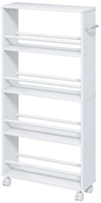 HOMCOM Prateleira Multifuncional com Rodas estilo Estreito 4 Prateleiras 45x15x91 cm Branco | Aosom Portugal