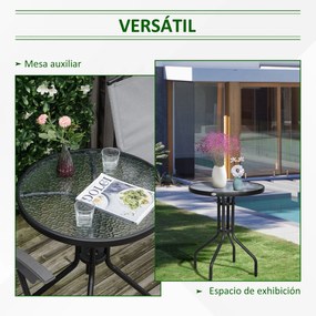Mesa de Jardim Redonda com Bancada de Vidro Temperado Decorativa e Est