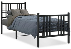 Estrutura de cama com cabeceira e pés 80x200 cm metal preto