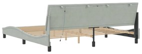 Estrutura de cama c/ luzes LED 200x200 cm veludo cinzento-claro