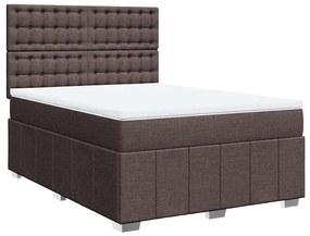 Cama com molas/colchão 140x190 cm tecido castanho-escuro